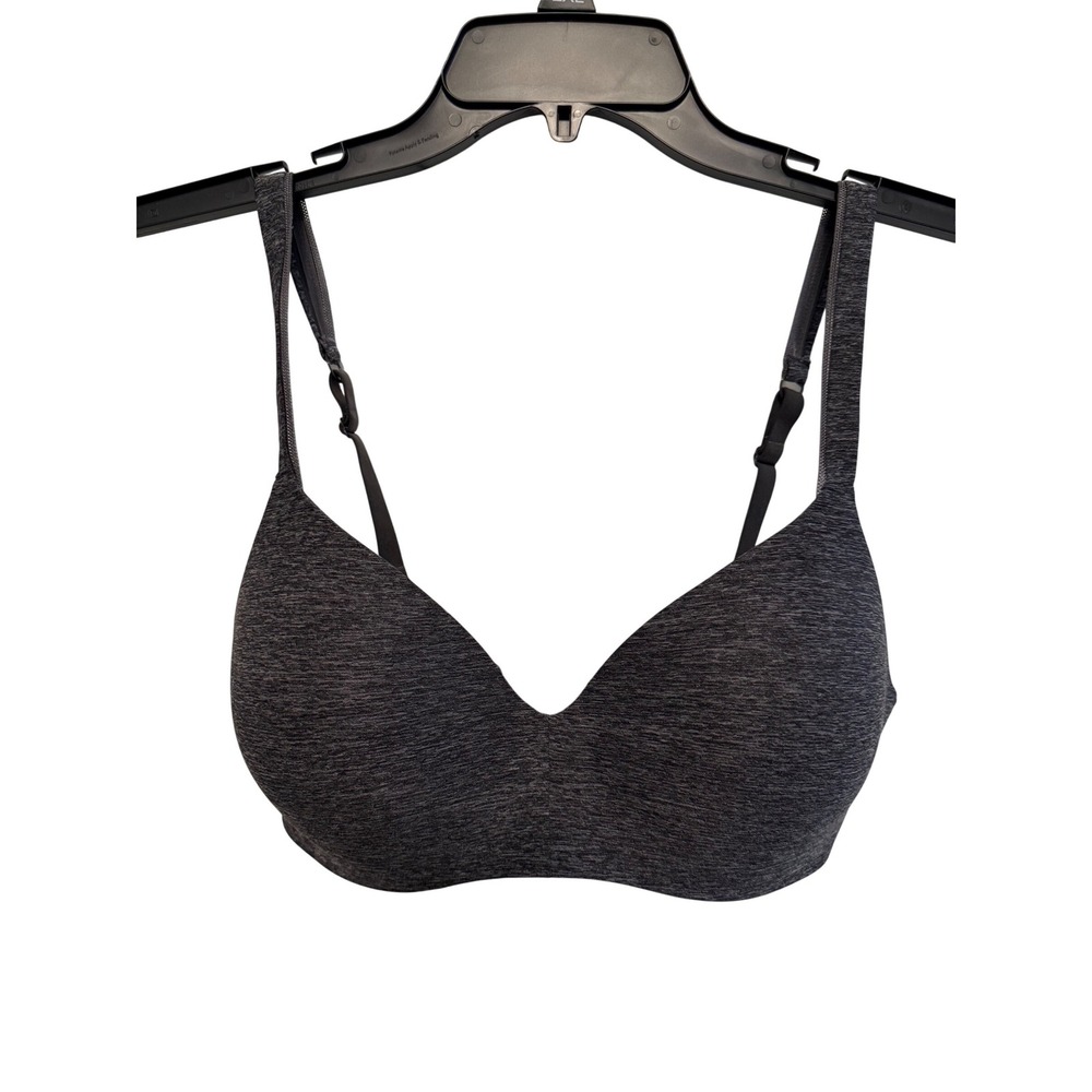 Hanes Ultimate T-Shirt Bra Charcoal Gray Space Dye Heathered Wire Free 34D
